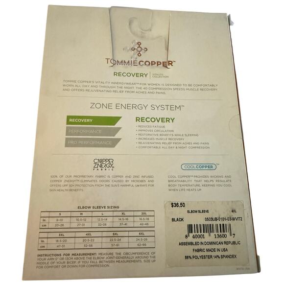 Tommie Copper Vitality Recovery Compression Elbow Sleeve, Women's Size 4XL, NWT - Picture 3 of 3